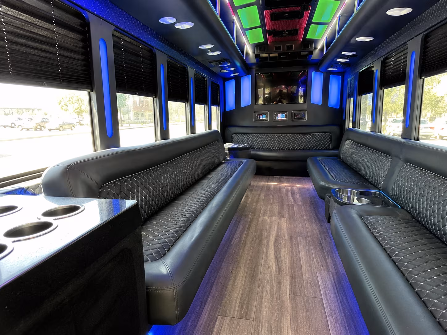 lenexa 15 passenger party bus inside
