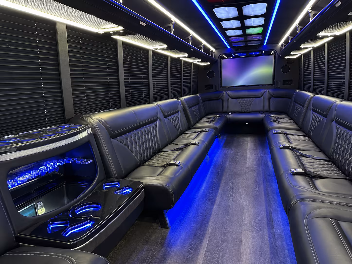 lenexa 20 passenger party bus inside
