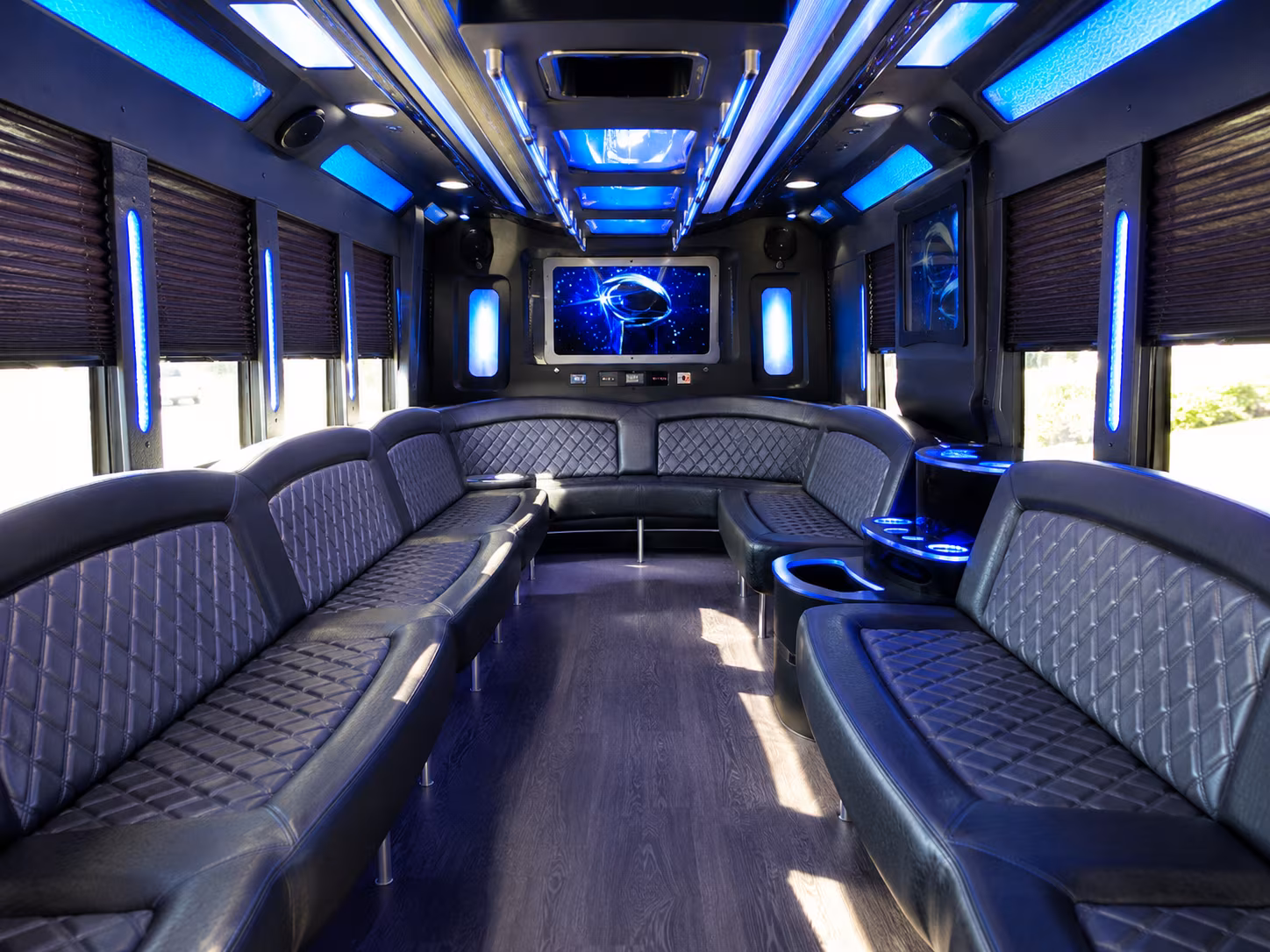 lenexa 28 passenger party bus inside
