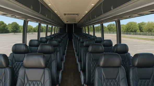 Interior of Charter Bus Company Independence's 50 Passenger Charter Bus in Independence
