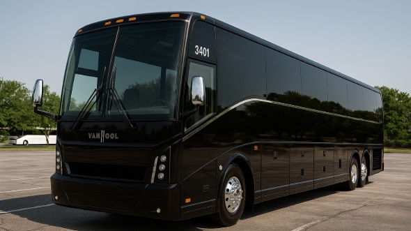 Exterior of Charter Bus Company Blue Springs's 54 Passenger Charter Bus in Blue Springs