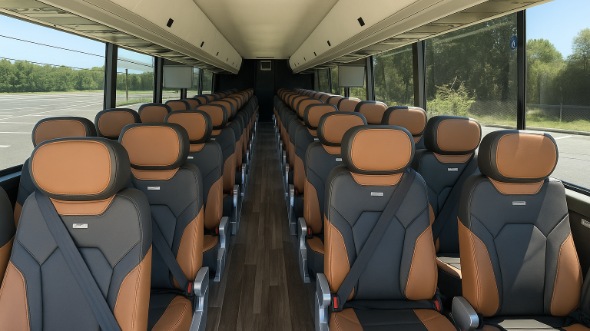 56 passenger charter bus interior view