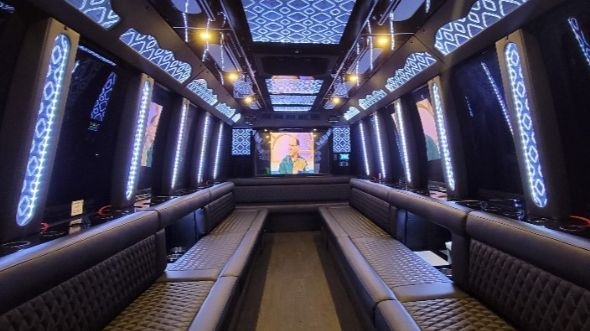 Interior of Charter Bus Company Independence's Party Bus in Independence