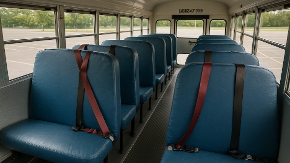 Interior of Charter Bus Company Olathe's School Bus in Olathe