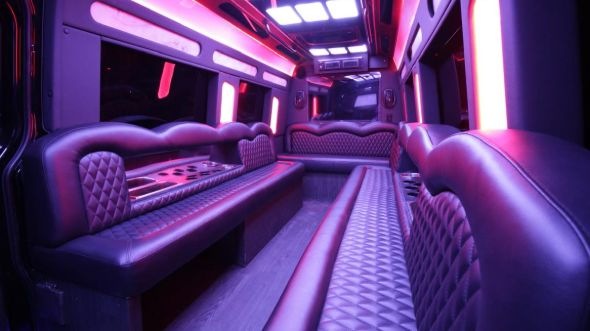 Interior of Charter Bus Company St. Joseph's Sprinter Limo in St. Joseph